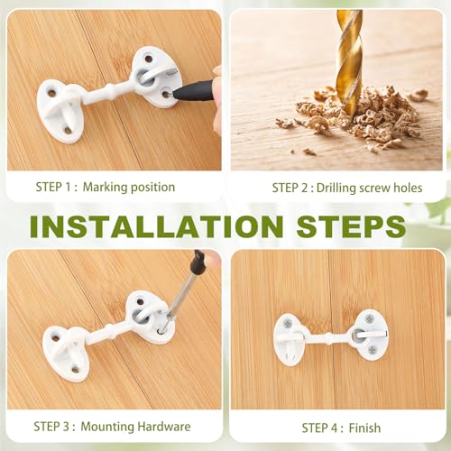 2 Pieces 2.75 Inch Brass Hook and Eye Latch Gate Door Latch, White - color: White, size: 2.75 Inch