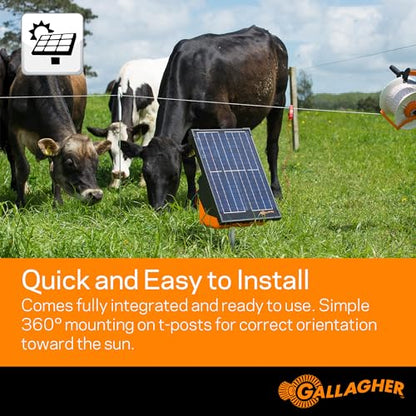 Gallagher S200 Solar Electric Fence Charger | 2.0 Joule Solar Powered Fence Energizer | Two Power Modes for Wildlife Deterrence and Livestock Containment | Solar Batteries and Leadsets Included