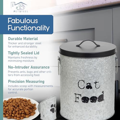 Medium 40lb Dog & 30lb Cat Pet Food Storage Canister with Scoop Combination – Durable & Airtight for Freshnesss, Minimalist Design & Recyclable, Medium Metal Container - size: Combo - Medium Dog 40lb & Medium Cat 30lb