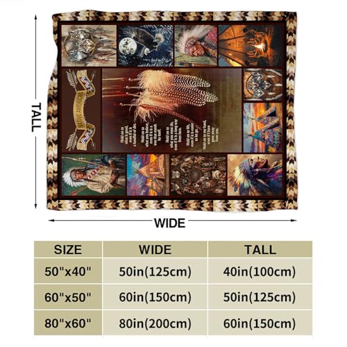 Native Indian Throw Blanket Native American Gifts for Boys Girls Women Men Plush Cozy Flannel Fleece Fuzzy Party Blankets 60"X50" - color: Native, size: 60"x50"