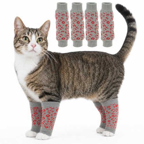 ROZKITCH 4PCS Dog Sleeves for Legs to Prevent Licking - color: GreyLeopard, size: M-Leg Girth: 2.67in