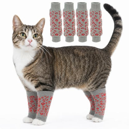 ROZKITCH 4PCS Dog Sleeves for Legs to Prevent Licking - color: GreyLeopard, size: M-Leg Girth: 2.67in
