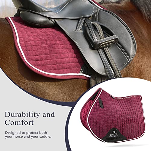 Harrison Howard Close Contact Saddle Pad Non-Slip Suede Outer Perfect for Use with Jumping Saddles - color: Burgundy