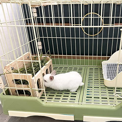 Rabbit Hay Feeder Wooden Hay Rack Guinea Pig Hay Holder Less Wasted Hanging Hay Feeder for Bunny Chinchillas Guinea Pig Small Animal Supplies
