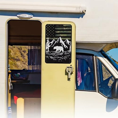 American Flag Mountain Print RV Door Windows Shade Universal Travel Trailer Sun Shade 17.3"x 26" Inches RV Entry Door Window Shade RV Blackout Shades Sunproof Keep Car Cool - color: American Flag Mountain