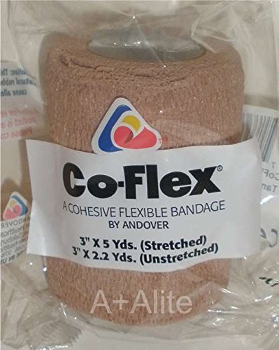 Andover CO-Flex 3"x5Yds Tan Flesh 3-Pack Cohesive Flexible Elastic Latex Bandage Compression Self Adherent Wrap Kids Children Vet Animals Pets Cats Dogs Horses 3300TN