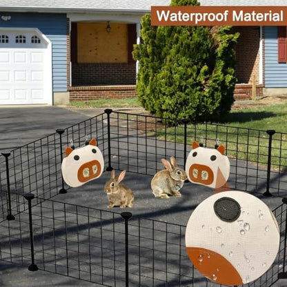 Rabbit Hay Feeder Bag with 2 Hanging Hooks for Small Animal Cage Mess Free | Guinea Pig Timothy Hay Dispenser Storage Mamger Large Less Waste for Bunny, Cute Shape Decor