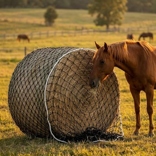 6x6ft Round Bale Hay Net Heavy Duty Knotless Slow Feeder Forage Mesh