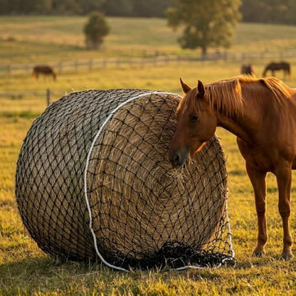 6x6ft Round Bale Hay Net Heavy Duty Knotless Slow Feeder Forage Mesh