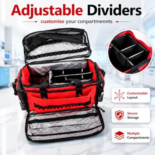 First Aid Bag Empty Medical Bag,Emergency Bag, First Aid Kits Storage Bag for Nursing,Doctors,EMT,EMS,RED - color: Red