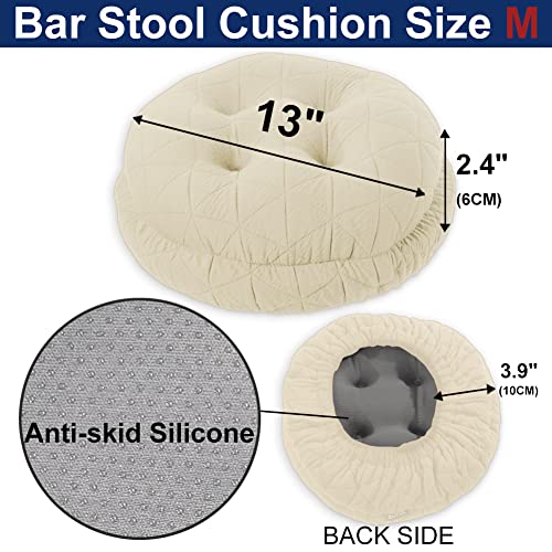 BUYUE Round Bar Stool Seat Cushion, Dia.13 Luxury Fashion Jacquard with Anti-Skid Silicone Bar Stool Cushion Padded (Beige, M,1 Count) - color: Beige, style: Round M