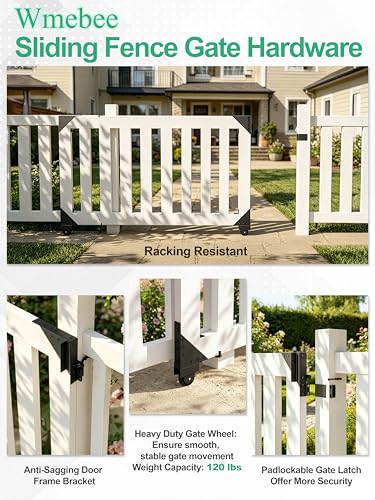Sliding Gate Kit,Heavy Duty Gate Hardware with Wheel, Anti Sag Fence