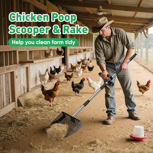 64.5 Inch Chicken Poop Scooper & Rake,for Chicken Pooper Small Farm Animal