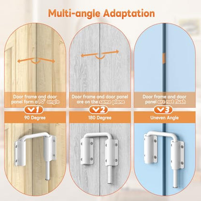 Upgraded Sliding Door Loop Lock, Gate Latches, White-2PCS - color: White-2PCS