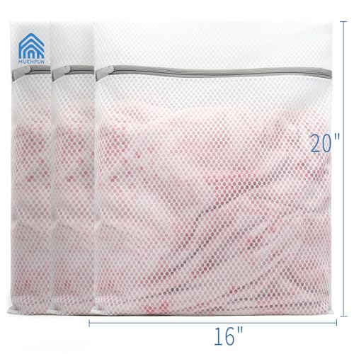 Muchfun 3Pcs Durable Honeycomb Mesh Laundry Bags for Delicates 16x20 Inches - size: 3 Large