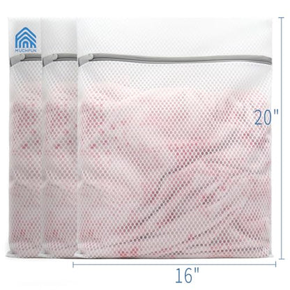 Muchfun 3Pcs Durable Honeycomb Mesh Laundry Bags for Delicates 16x20 Inches - size: 3 Large