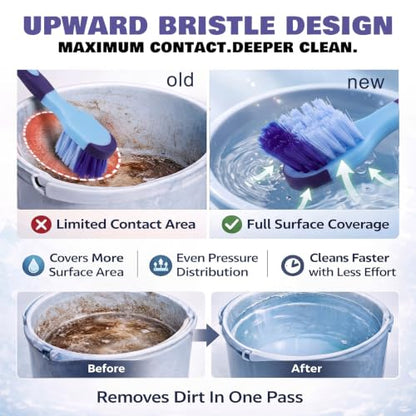 2 Pack 10" Horse Bucket Brush, Horse Bucket and Trough Scrub Brush, Water Buckets Brushes for Livestock Farm Equine Water Buckets Feed Trough Non Slip Grip Durable Synthetic Fiber (Blue) - color: Blue