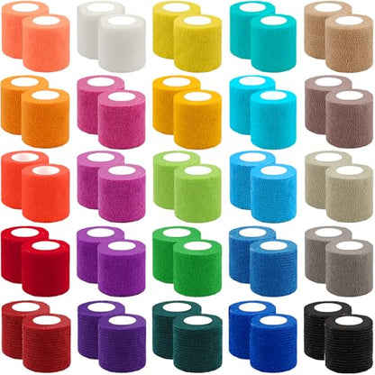 BQTQ 50 Rolls Self Adhesive Bandage Wrap 2 inch Self Adherent Tape(Rainbow) - color: Rich Color, size: 2 Inch