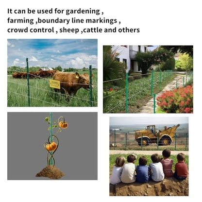 50PCS 48" Plastic Step-in Electric Fence Posts with Clips, Green | Temporary Electric Fence Stakes · 8 Integrated Clips · Reinforced Steel Spike · For Garden and Farm & Livestock - color: Green-50PCS