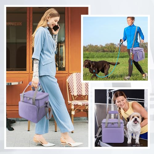 SMYV Pet Grooming Bag for Dog Grooming Supplies, Dog Tote Travel Bag for Pets Grooming Tools Kit Accessories - Light Purple - color: Light Purple