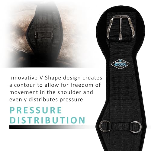 Professional's Choice 2XCOOL Cinch | Cooling Minerals Infused in Liner | V-Shaped Design for Pressure Distribution | Extra Padding to Prevent Pinching | Honeycomb Silicone Soft Grip - color: Black, size: 34"