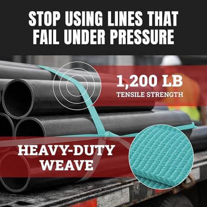 Cajun Tie Downs Pull Line — 1/2 Inch, 1,200 lb, Flat Polyester Pulling Tape, Conduit Wire Pulling, Made in USA, Turquoise, 3000 ft - color: Turquoise, size: 1/2 Inch x 3000 Feet (1200 lb)