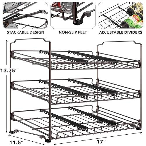 Simple Houseware 3-Tier Stackable Can Organizer Rack Hold 36 Cans, Bronze - color: Bronze