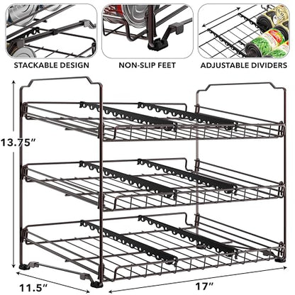 Simple Houseware 3-Tier Stackable Can Organizer Rack Hold 36 Cans, Bronze - color: Bronze
