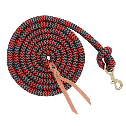 Weaver Equine 10' Horse Cowboy Lead Rope with Brass Snap - color: Black/Red/Gray