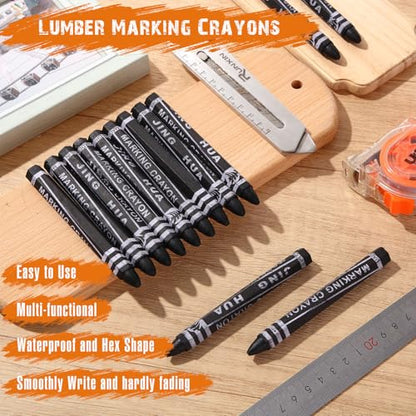 MotiMind 60 Pcs Industrial Lumber Crayons Bulk Wax Tire Marker Construction Marker for Craft Detailed Marking on Lumber Metal Carton Ceramics Concrete Glass Plastic 4.45" x 0.43" (Black) - color: Black