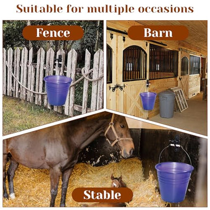 8 Pcs Bucket Hooks for Horses Metal Equestrian Water Bucket Hook Hangers Horse Stalls Feed Barn Farmhouse Supplies (Black)