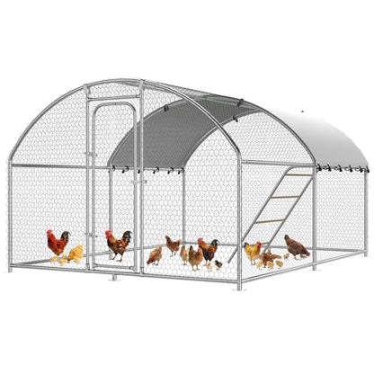 13x10 FT Large Metal Chicken Coop, Walk-in Poultry Run Pen | Waterproof Cover, Reinforced Metal Structure, Walk-in Chicken Run, Outdoor Poultry Cage for Ducks Hens Rabbits - size: 158.4"L x 120.0"W x 76.8"H