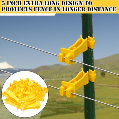 Outus 25pcs Reversed Extender Electric Fence TPost Insulators Snap, Yellow - color: Yellow