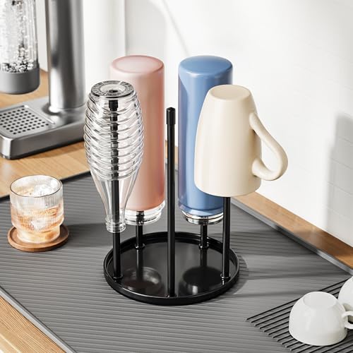 niffgaff Bottle Drying Rack – Ceramic Base Bottle Organizer for Countertop, Baby Bottle Rack, Water Bottle Storage Rack, Black - color: Black