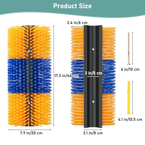 Livestock Scratch Brush, Horse Brushes Cow Scratcher, Full Massage Grooming Brush Kit, Horse Grooming Kit, Relieve Itching on the Back for Horse, Cow, Goat, Pig (Blue-Yellow)