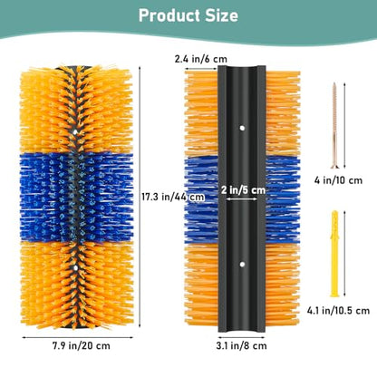 Livestock Scratch Brush, Horse Brushes Cow Scratcher, Full Massage Grooming Brush Kit, Horse Grooming Kit, Relieve Itching on the Back for Horse, Cow, Goat, Pig (Blue-Yellow)