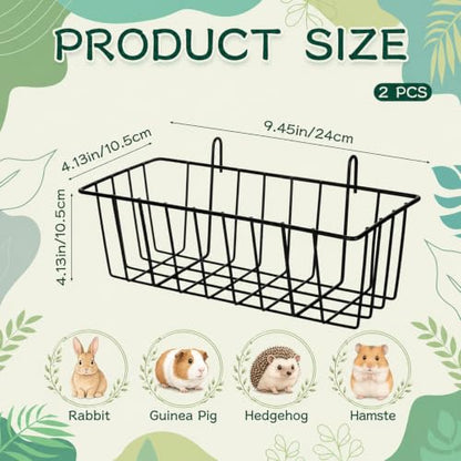 2 Pcs Rabbit Hay Feeder, Hay Rack for Rabbits Bunny Hays Feeder Rabbit Metal Rack Hays Holder for Guinea Pig Small Animals Grass Racks for Bunny Chinchilla Cage Reduce Mess, 9x4x3 Inch