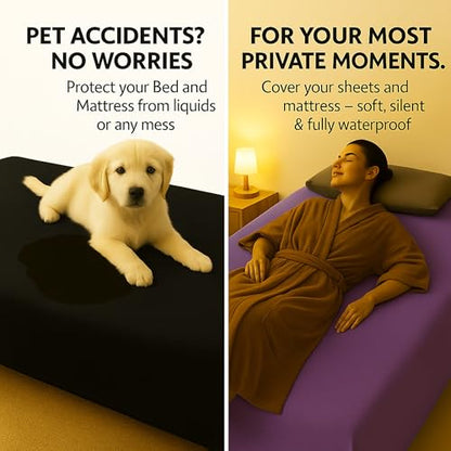 Waterproof Blanket for Bed & Couch Protection, Purple/Black, 80"x90" - color: Imperial Purple / Classic Black Black, size: 80x90 inch