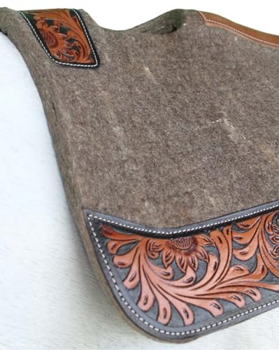 Horse 32"x30" Western Contoured Wool Felt Therapeutic Saddle Pad 39253 - color: Grey
