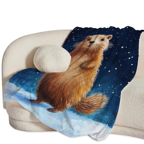 Groundhog Throw Blanket Cozy Plush Groundhog Gifts Blankets Flannel Fleece Lightweight Fuzzy Animal Blanket for Girls Women 50"X40" - color: Groundhog, size: 50"x40"