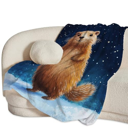 Groundhog Throw Blanket Cozy Plush Groundhog Gifts Blankets Flannel Fleece Lightweight Fuzzy Animal Blanket for Girls Women 50"X40" - color: Groundhog, size: 50"x40"