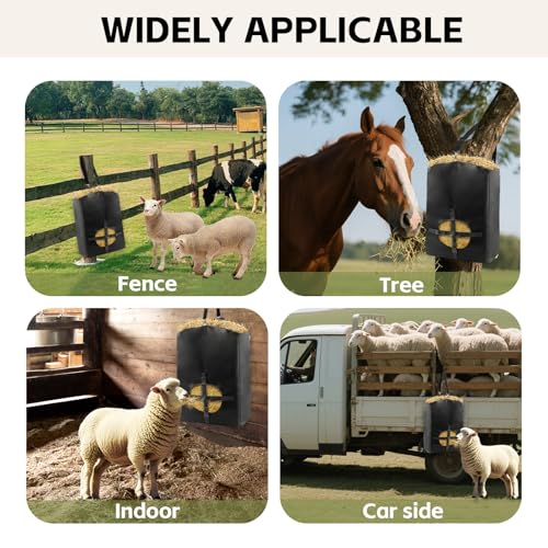 3 Pcs Hay Bags for Goats, Release Buckle for Goats Slow Feeder Hay Bags