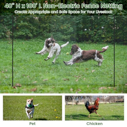 DoCred Non Electric Fence Netting, 40in x 100ft Movable Livestock Nets - size: 40in x 100ft