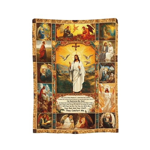 Christian Jesus Blanket Christian Prayer & Scripture Throw Blanket Religious Bible Verses, Ultra-Soft Lightweight Flannel (50"X40") for Adults & Kids - Uplifting Faith Gift - color: Christian Jesus, size: 50"x40"