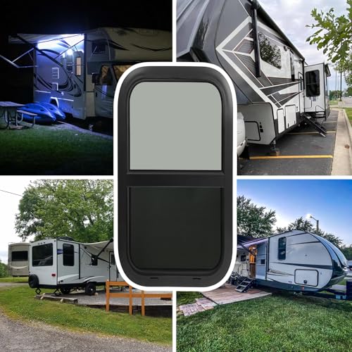 12"W x 24"H RV Windows for Cargo Trailer Camper,Tinted Vertical Sliding - size: 12"W x 24"H