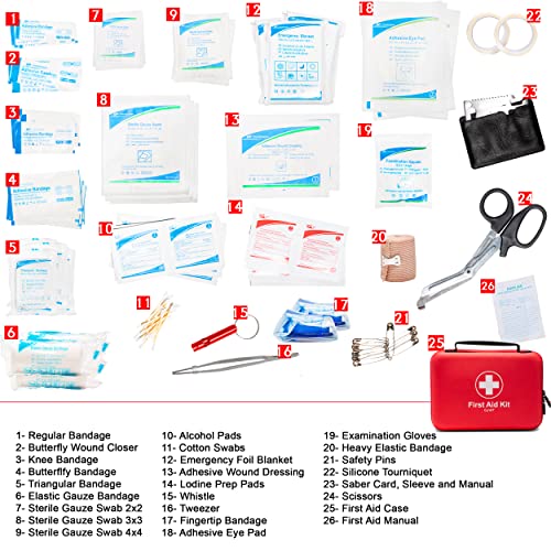 First Aid Kit 230 piece, Waterproof, for Indoor and Outdoor | Ideal For Home, Car, Hiking and Boating