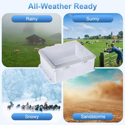 Outdoor Electrical Box Waterproof, 8.94×7.48×3.78 Inch Waterproof Enclosure with 656 Feet/200 Meters Electric Fence Rope Polywire,for Outdoor/Small Electric Fence Charger Installation (with clear lid)