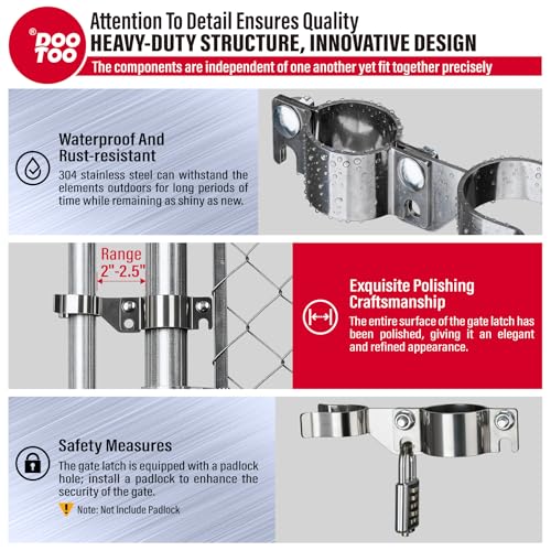 Stainless Steel 1-7/8" x 1-3/8" Chain Link Gate Latch （Fit 1-7/8" Gate Frame）, Heavy Duty Chain Link Fence Gate Fork Latch with Hole for Padlock 1Pack - color: 1-7/8"x1-3/8"