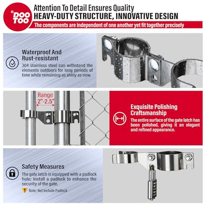 Stainless Steel 1-7/8" x 1-3/8" Chain Link Gate Latch （Fit 1-7/8" Gate Frame）, Heavy Duty Chain Link Fence Gate Fork Latch with Hole for Padlock 1Pack - color: 1-7/8"x1-3/8"