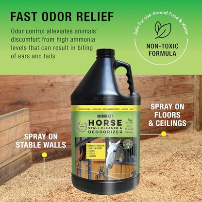 MICROBE-LIFT Horse Stall Cleaner and Deodorizer for Use in Stables, Barns, Use on All Surfaces and Supplies, Highly Concentrated and Safe Formula, Fresh Clean Scent, 1 Gallon - style: Stall Cleaner and Deodorizer